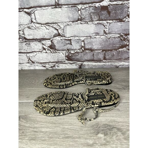 Collin Stuart Ivory Leather Snake Skin Print Strap Sandals Women’s Sz 9M US/40EU - Picture 1 of 16